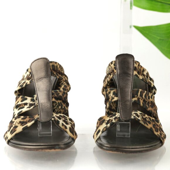 Donald Pliner Womens Jass Sandal Size 8.5 Brown Leopard Strappy Heel Mule Slide - Picture 2 of 13